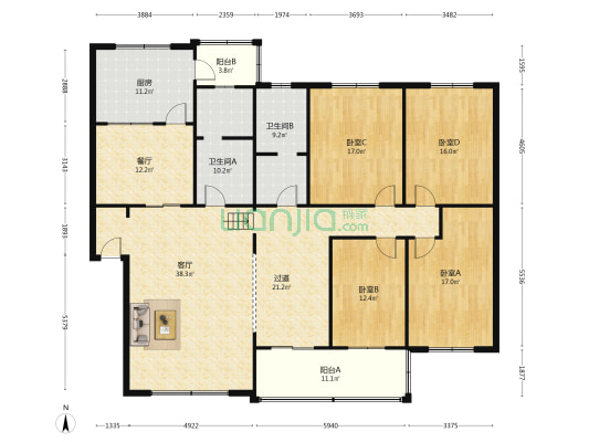柳城大道东段141号 4室2厅2卫 200平方