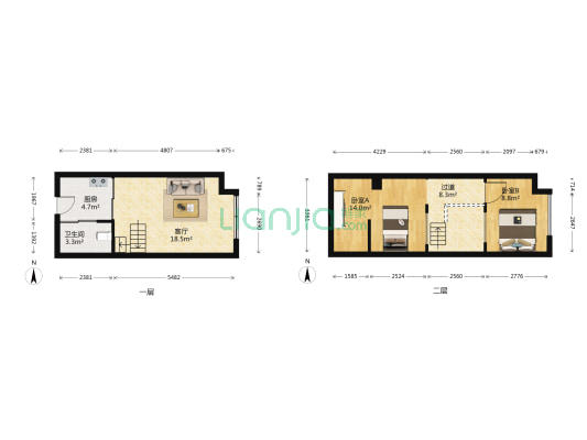 新芒果春天大厦 2室1厅1卫 42平方
