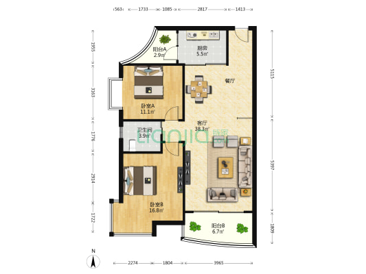 金边瑞香苑 2室1厅1卫 93平方