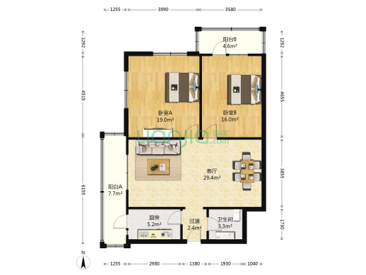 怡园小区(道里区) 2室1厅1卫 105平方