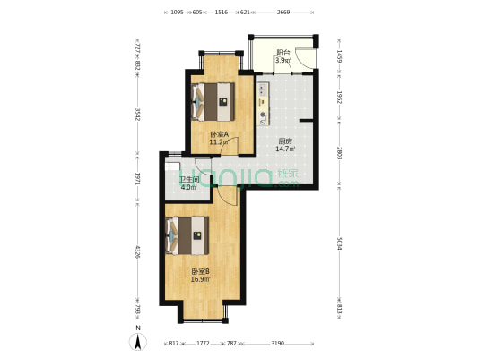 澄波华庭 2室0厅1卫 118平方