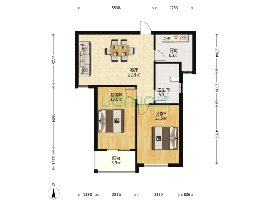 湘苑二区 2室1厅1卫 87平方