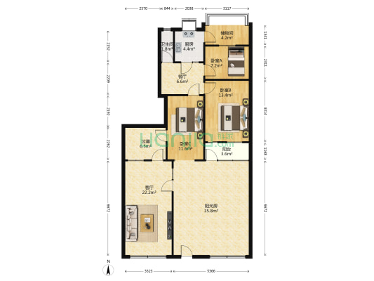 淄博十八中宿舍 3室2厅1卫 75平方