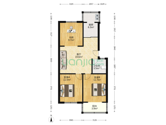 阜阳北路377号 3室1厅1卫 79平方