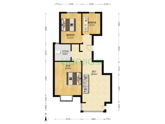 艾馨锦苑 1室1厅1卫 100平方