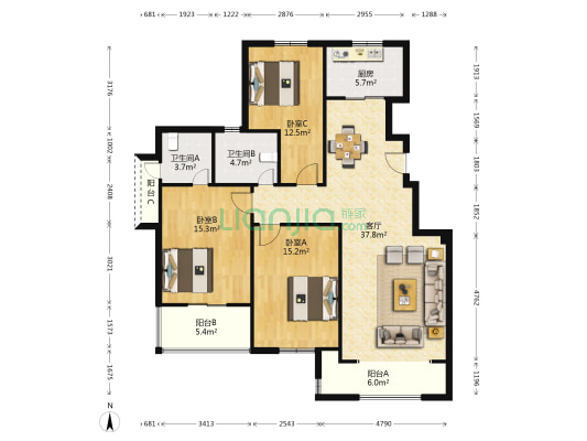 居之乐之 3室1厅2卫 128平方