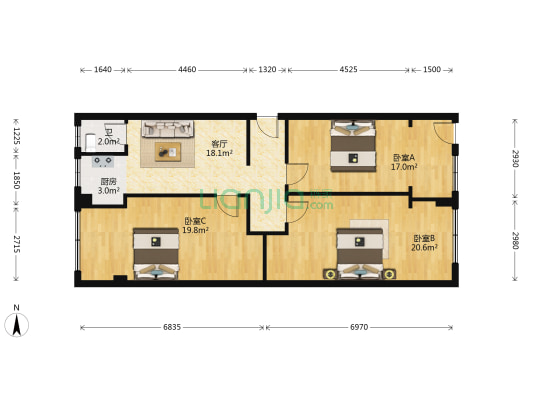 电力巷1号 3室1厅1卫 99平方