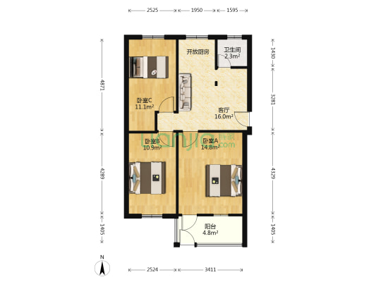 清中宿舍 3室1厅1卫 72平方