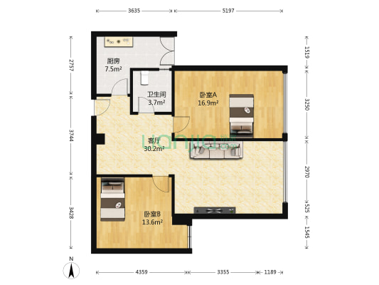 远大林语城南庭 2室1厅1卫 79平方