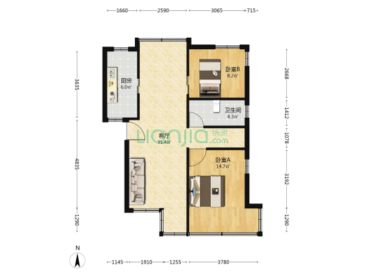 水利局宿舍 2室1厅1卫 75平方