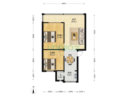 东寺街73号 2室1厅1卫 52平方