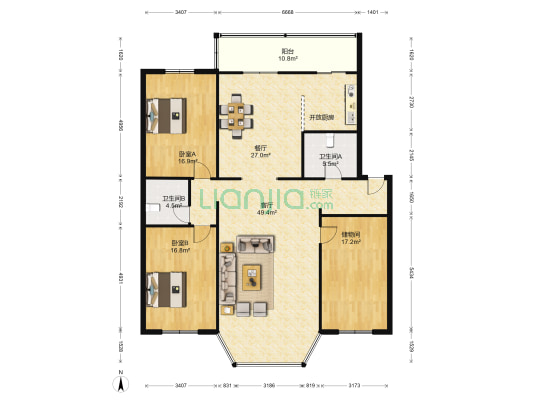 新沈小区 2室2厅2卫 177平方