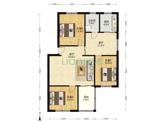 房子为70年大产权，此房满五唯一-户型图