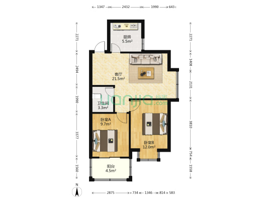 胪雷新城五区 2室1厅1卫 74平方