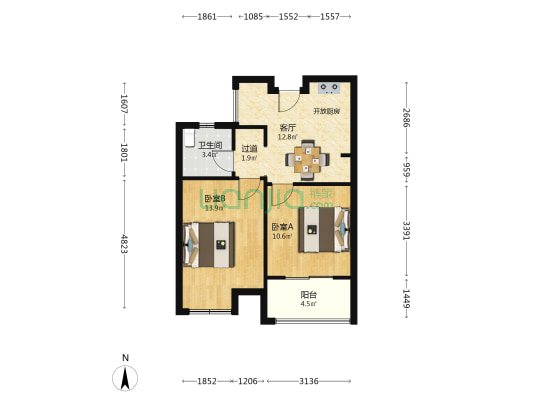 保亭人家 2室1厅1卫 56平方
