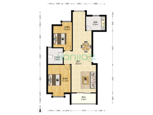 太湖郡 2室1厅1卫 95平方