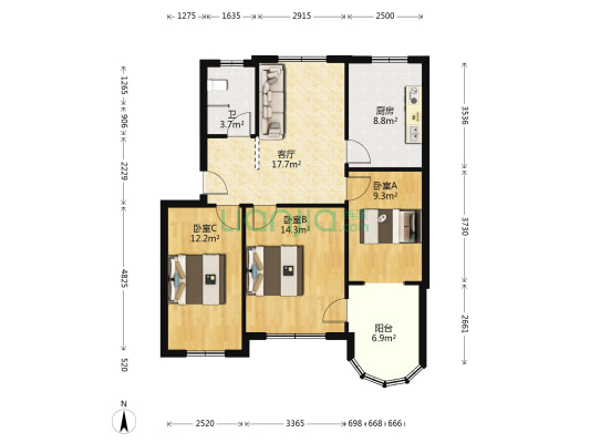 海洋中院 3室1厅1卫 81平方
