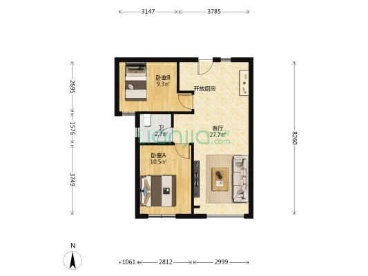 中铁诺德逸都 2室1厅1卫 67平方