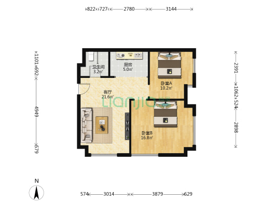 滨湖凡高 2室1厅1卫 86平方