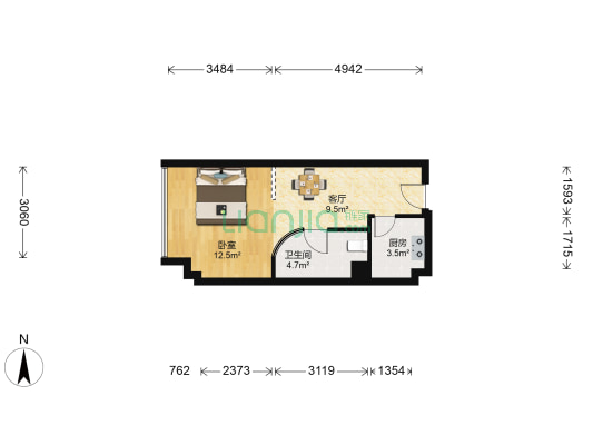 东寅商座 1室1厅1卫 46平方