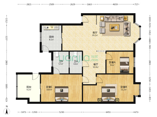 德顺苑 3室2厅2卫 147平方