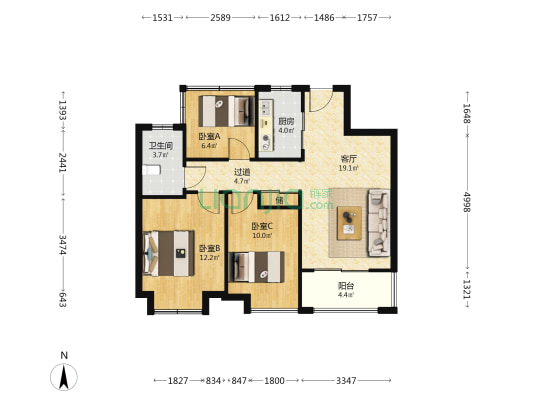 弘阳禹洲时光春晓 3室1厅1卫 83平方