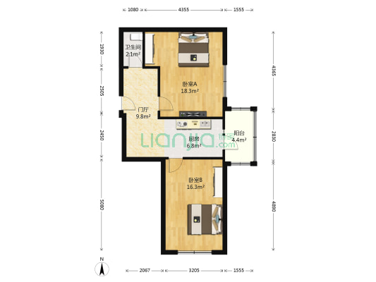 共乐西头道街 2室0厅1卫 87平方