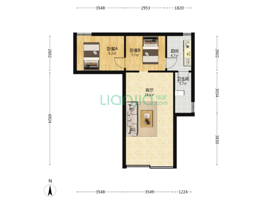亿海小区 2室1厅1卫 110平方
