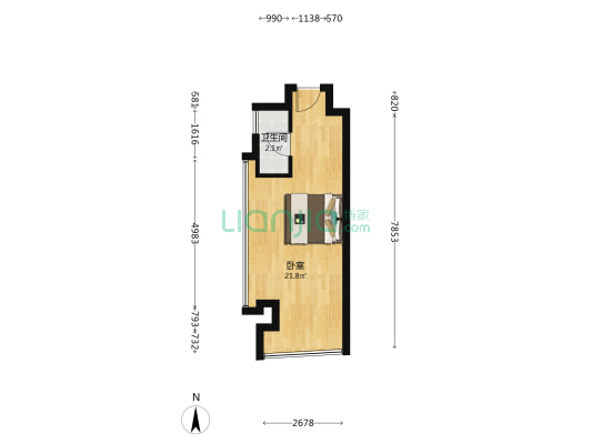 万象天汇广场三期 1室0厅1卫 40平方