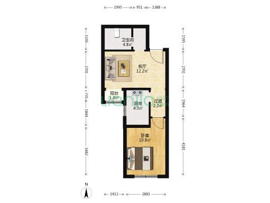 中海长安雅苑 1室1厅1卫 59平方