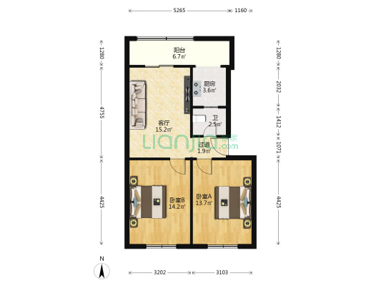 武阳西路78号 2室1厅1卫 67平方
