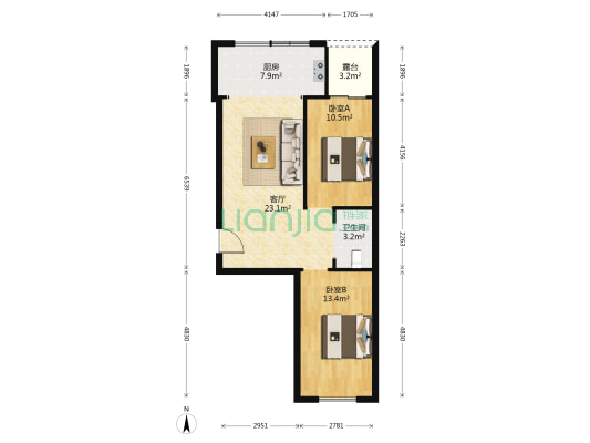 益荣佳园 2室1厅1卫 74平方