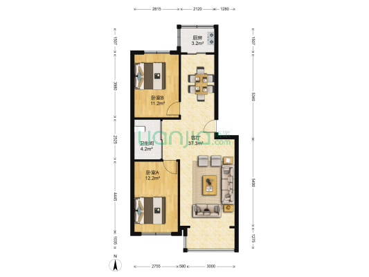 钻石村 2室1厅1卫 89平方