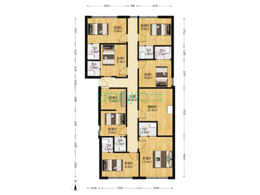 家丽大厦 8室0厅7卫 138平方