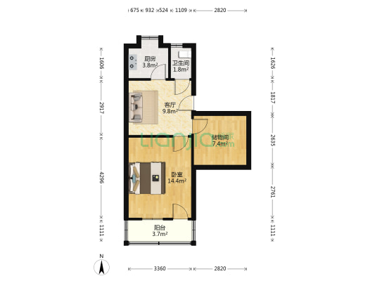 铜陵路252号 1室1厅1卫 51平方