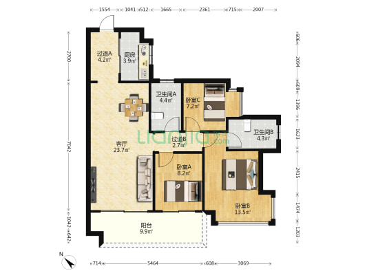 金融街·金悦府 3室1厅2卫 100平方