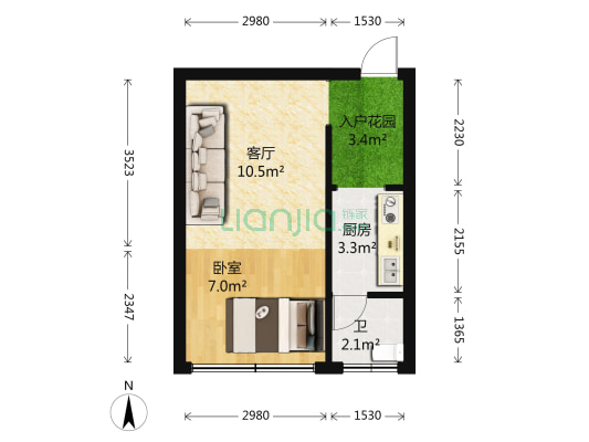 新华路95号 1室1厅1卫 34平方