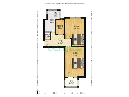 太航小区 2室0厅1卫 56平方