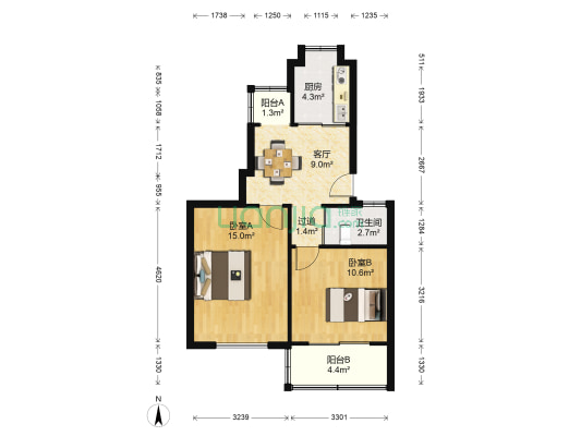 孩儿巷北路 2室1厅1卫 60平方