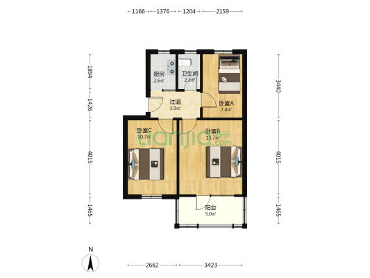 石化村 3室0厅1卫 56平方