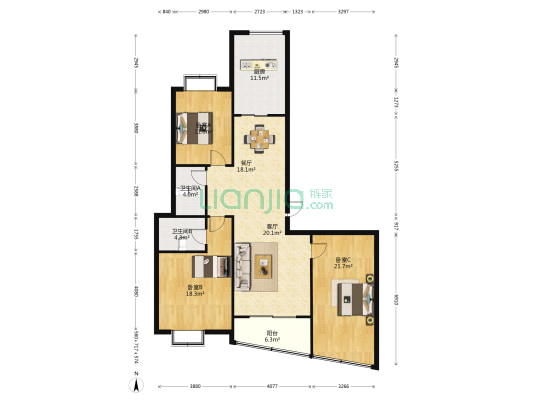 海博蓝庭 3室2厅2卫 136平方