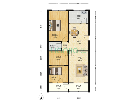 刘家堡派出所住宅楼 2室2厅1卫 80平方
