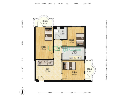 山背街 3室1厅1卫 79平方