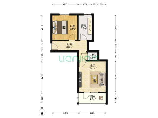 佛慈家属院 1室1厅1卫 48平方