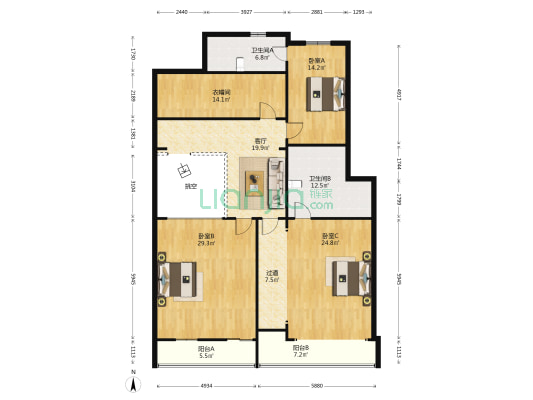 东缉虎营省委宿舍 3室1厅2卫 188平方