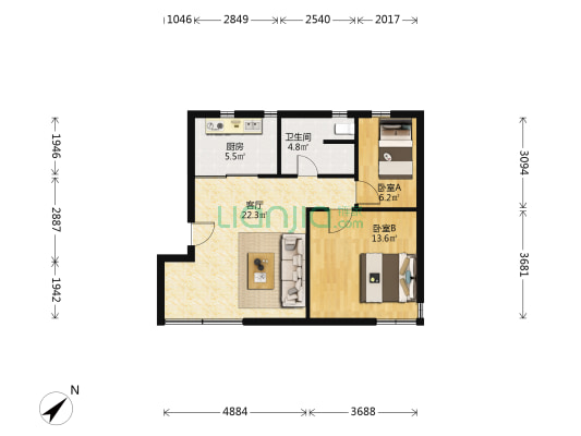 康绥公寓 2室1厅1卫 70平方