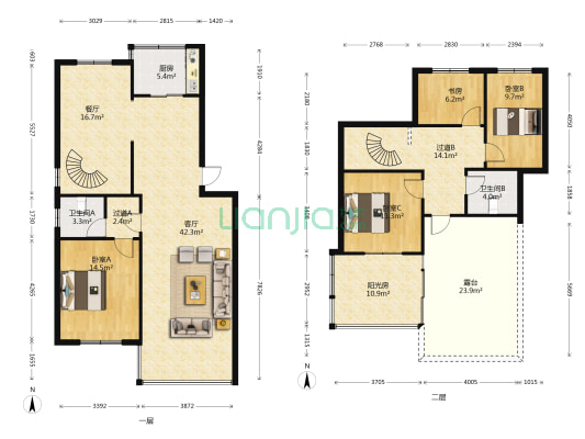 人和里 4室2厅2卫 149平方