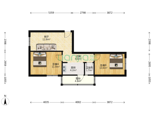 经纬十二道街 2室1厅1卫 63平方