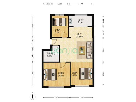 莱阳义乌国际商城 3室1厅1卫 85平方