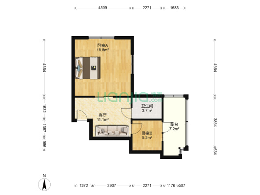 贵桥里 2室1厅1卫 55平方